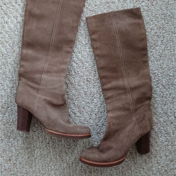 Jil Sander light brown Suede Knee high boots size 36.5 - Picture 1 of 11